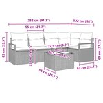 Ensemble de Canapés de Jardin 5 Pièces avec Coussins en Poly Rattan Marron