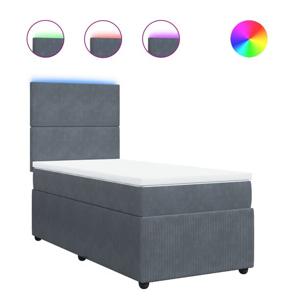 vidaXL Sommier à lattes de lit et matelas Gris foncé 90x200 cm Velours