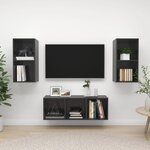 vidaXL Ensemble de meubles TV 3 Pièces Gris brillant Bois d'ingénierie