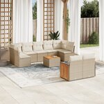 vidaXL Salon de jardin avec coussins 10 Pièces beige résine tressée