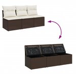 vidaXL Canapé de jardin avec coussins 3 places brun résine tressée