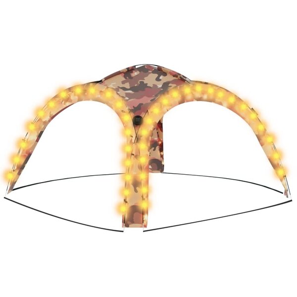 vidaXL Tente de réception avec LED et 4 parois 3 6x3 6x2 3m Camouflage