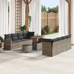 vidaXL Canapé de jardin 11 pièces avec coussins gris poly rattan