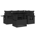 vidaXL Salon de jardin 5 Pièces avec coussins noir résine tressée