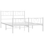 vidaXL Cadre de lit métal sans matelas et pied de lit blanc 120x190 cm