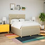 vidaXL Sommier à lattes de lit avec matelas Crème 160x200 cm Tissu