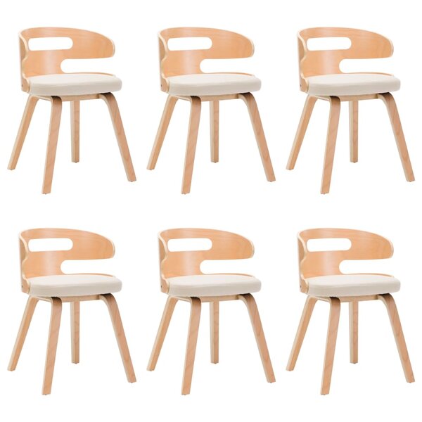 vidaXL Chaises à manger lot de 6 crème bois courbé et similicuir