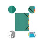 Trieur Agrafé Avec Élastiques 12 Compartiments - Vert - X 8 - Exacompta
