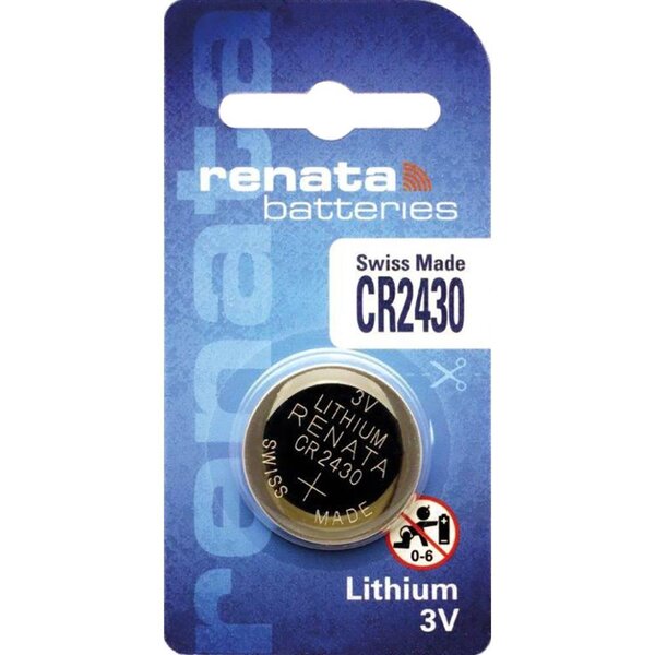 Blister de 1 Pile bouton lithium CR2430 3V 285 mAh RENATA