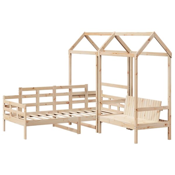vidaXL Ensemble de lit de jour et de banc et toit 90x190 cm pin massif