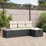 vidaXL Ensemble de Canapé de Jardin 4 pièces avec Coussins en Rotin Noir
