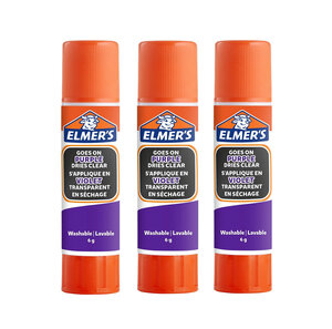 Elmer's stic bâtons de colle violette  devient transparente en séchant  lavable et adaptée aux enfants  6g x 3