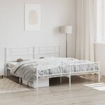 vidaXL Cadre de lit métal avec tête de lit/pied de lit blanc 193x203cm