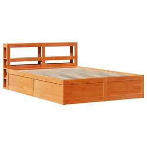 vidaXL Cadre de lit avec tête de lit cire marron 120x190cm bois de pin
