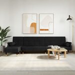 vidaXL Canapé-lit en forme de L noir 271x140x70 cm velours