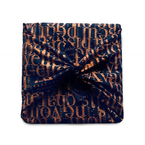 Papier cadeau réutilisable - Le Cigale et La Fourmi (bleu nuit) 35x35cm Furoshiki Mat 100  Coton