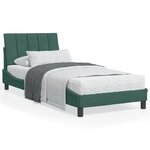 vidaXL Cadre de lit avec lumières LED vert foncé 90x190 cm velours
