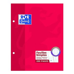 Etui carton 200 pages feuillets mobiles 90g perforés 17x22cm Seyès blanc OXFORD