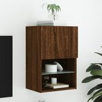 vidaXL Meuble TV avec lumières LED chêne marron 40 5x30x60 cm