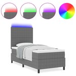 vidaXL Lit à Ressorts avec Matelas & Lumière LED Gris 100x200 cm Tissu en Velours Côtelé