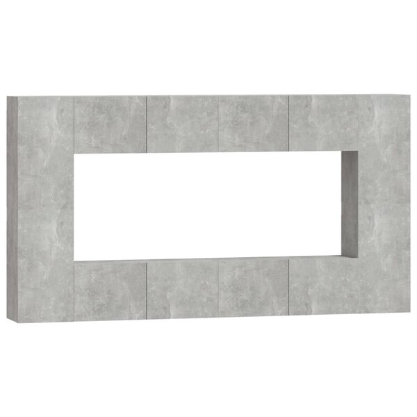 vidaXL Ensemble de meubles TV 8 Pièces Gris béton Bois d'ingénierie