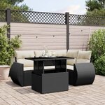 vidaXL Salon de jardin 5 Pièces avec coussins noir résine tressée