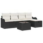 vidaXL Ensemble de canapés de jardin 6 pièces avec coussins en poly rattan noir