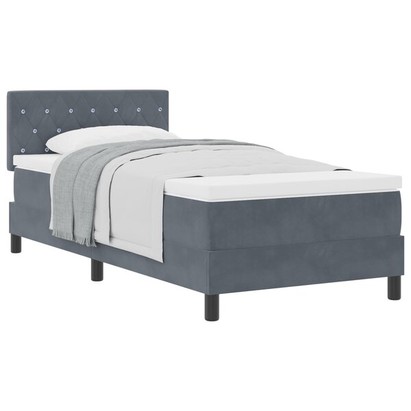 Lit box spring vidaXL avec matelas Gris foncé 100x200 cm Velours