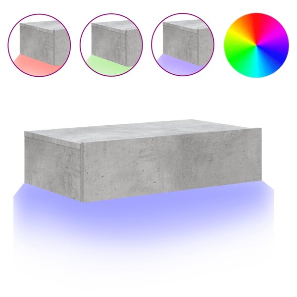 vidaXL Meuble TV avec éclairage LED gris béton 60x35x15 5 cm