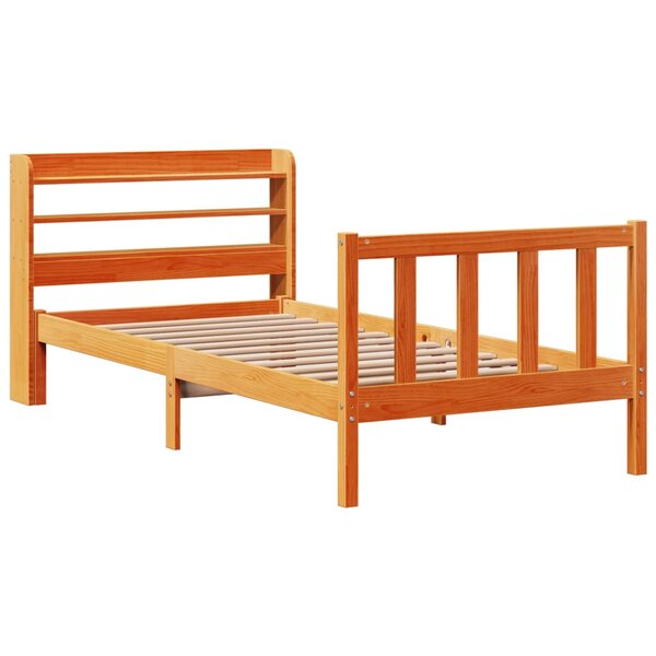 vidaXL Cadre de lit et tête de lit cire marron 100x200 cm bois de pin