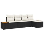 vidaXL Ensemble de Canapés de Jardin 5 Pièces avec Coussins Noir Poly Rattan Acacia