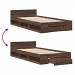 vidaXL Cadre de lit et tiroir chêne marron 100x200 cm bois ingénierie