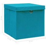 vidaXL Boîtes de rangement et couvercles 10 Pièces Bleu 32x32x32 cm Tissu