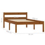 vidaXL Cadre de lit Marron miel Bois de pin massif 90 x 200 cm