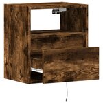 vidaXL Meubles TV muraux et lumières LED 2 Pièces chêne fumé 41x31x45 cm