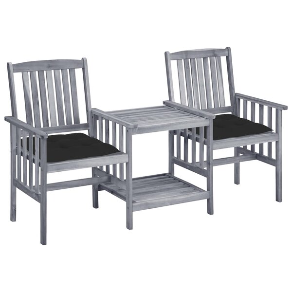Chaises de jardin avec table à thé et coussins acacia solide 02_0013346