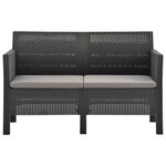 vidaXL Salon de jardin 4 Pièces avec coussins PP Rotin Anthracite