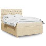 vidaXL Sommier à lattes de lit avec matelas Crème 160x200 cm Tissu
