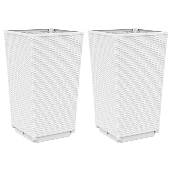 vidaXL Jardinières 2 Pièces blanc 32 5x32 5x57 cm polypropylène