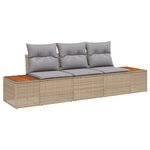 Set de canapé de jardin 3 pièces vidaXL avec coussins Beige Poly Rotin Acacia