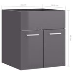 vidaXL Armoire d'évier Gris brillant 41x38 5x46 cm Bois d’ingénierie