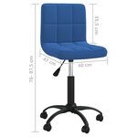 vidaXL Chaise pivotante de bureau Bleu Velours