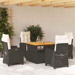 vidaXL Ensemble à manger de jardin coussins 5Pièces Noir Résine tressée
