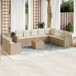 vidaXL Salon de jardin 11 Pièces avec coussins beige résine tressée