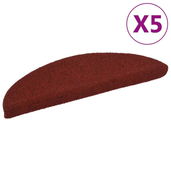 vidaXL Tapis autoadhésifs de marches 5 Pièces Rouge 56x17x3 cm Aiguilleté