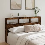 vidaXL Armoire tête de lit avec LED chêne fumé 180x17x102 cm