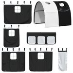 vidaXL Lit mezzanine enfants et tunnel blanc/noir 80x200cm pin massif