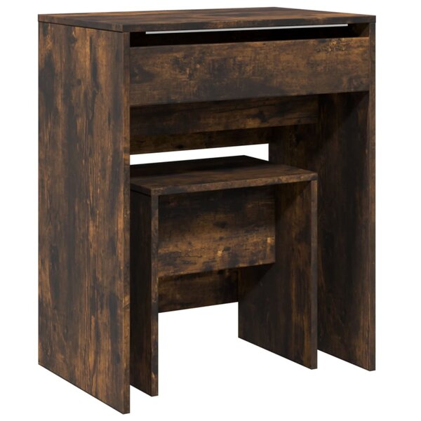 vidaXL Coiffeuse et tabouret chêne fumé 60x40x113 5 cm