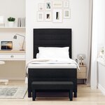 vidaXL Lit à ressorts avec matelas et banc noir 100x200 cm en tissu