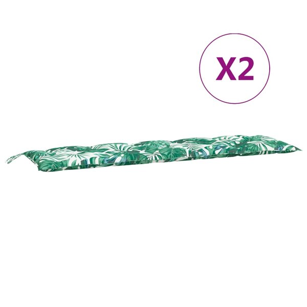 vidaXL Coussins de banc de jardin lot de 2 motif de feuilles